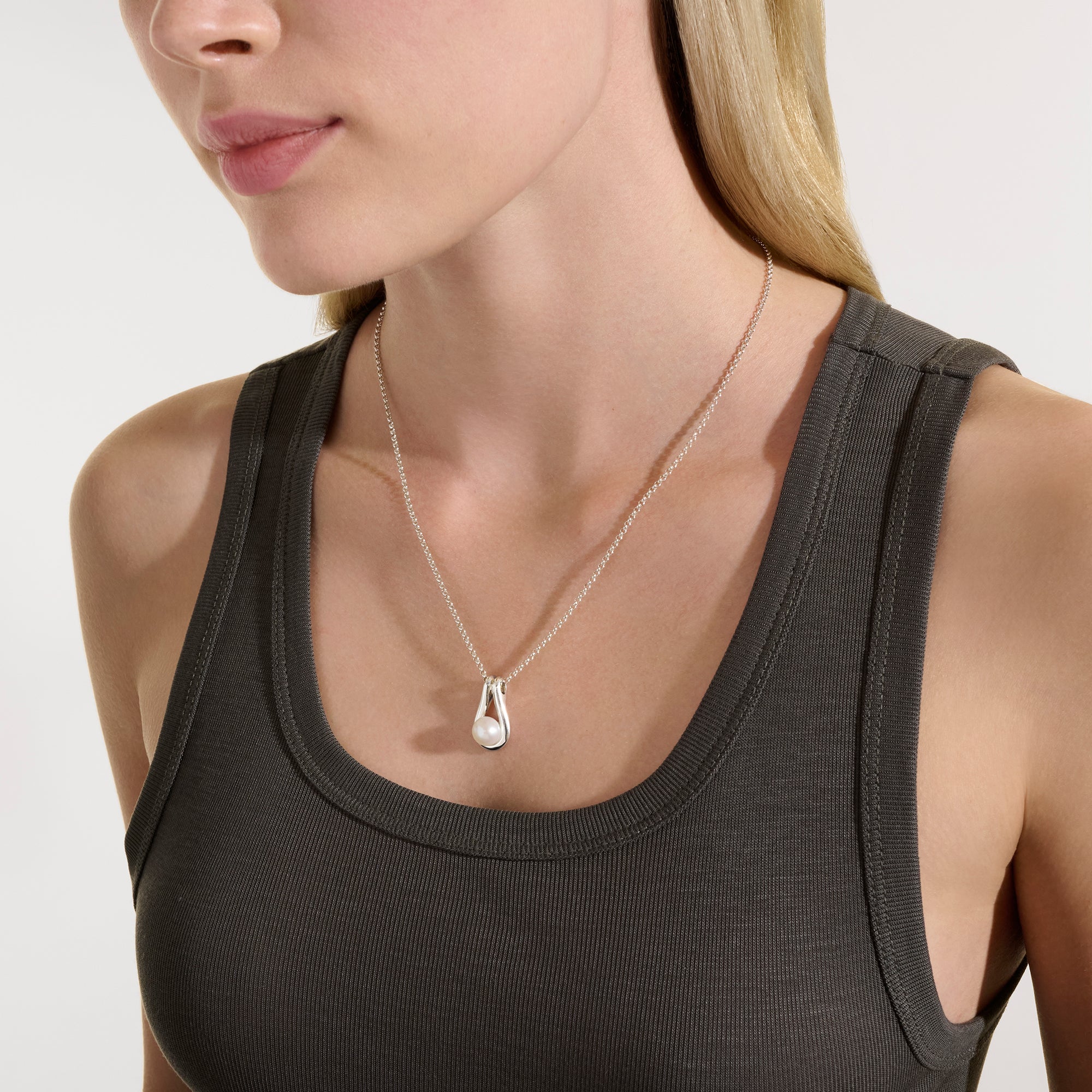 Surf Pendant Necklace, Sterling Silver, Pearl|NB895011 - Image 5