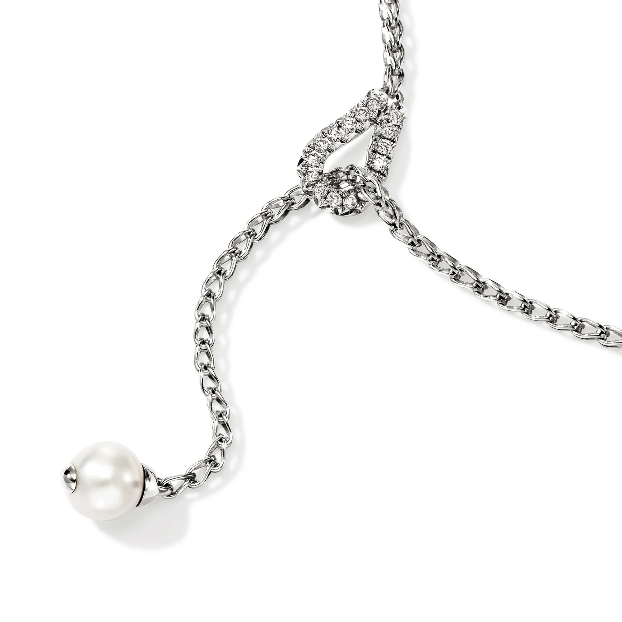 Surf Y Necklace, Sterling Silver, Diamonds, Pearl|NBP895002DI - Image 2