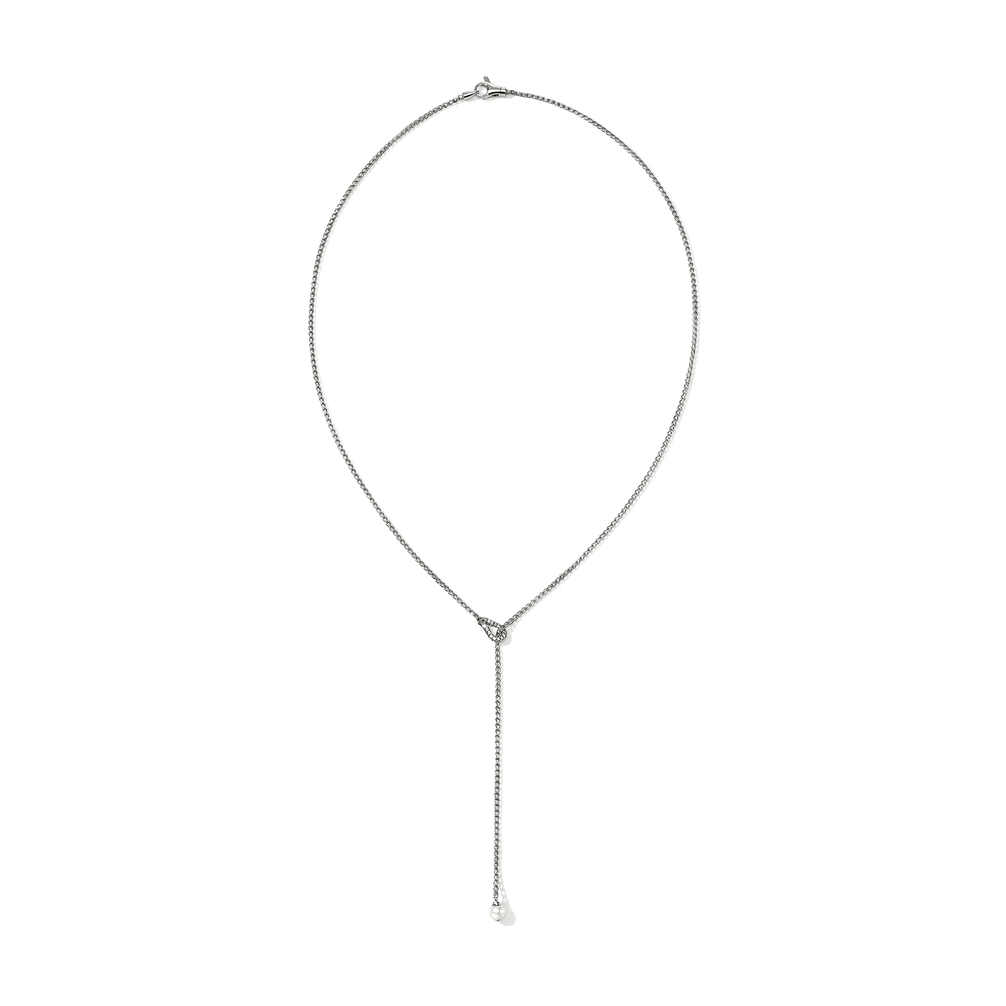 Surf Y Necklace, Sterling Silver, Diamonds, Pearl|NBP895002DI - Image 3